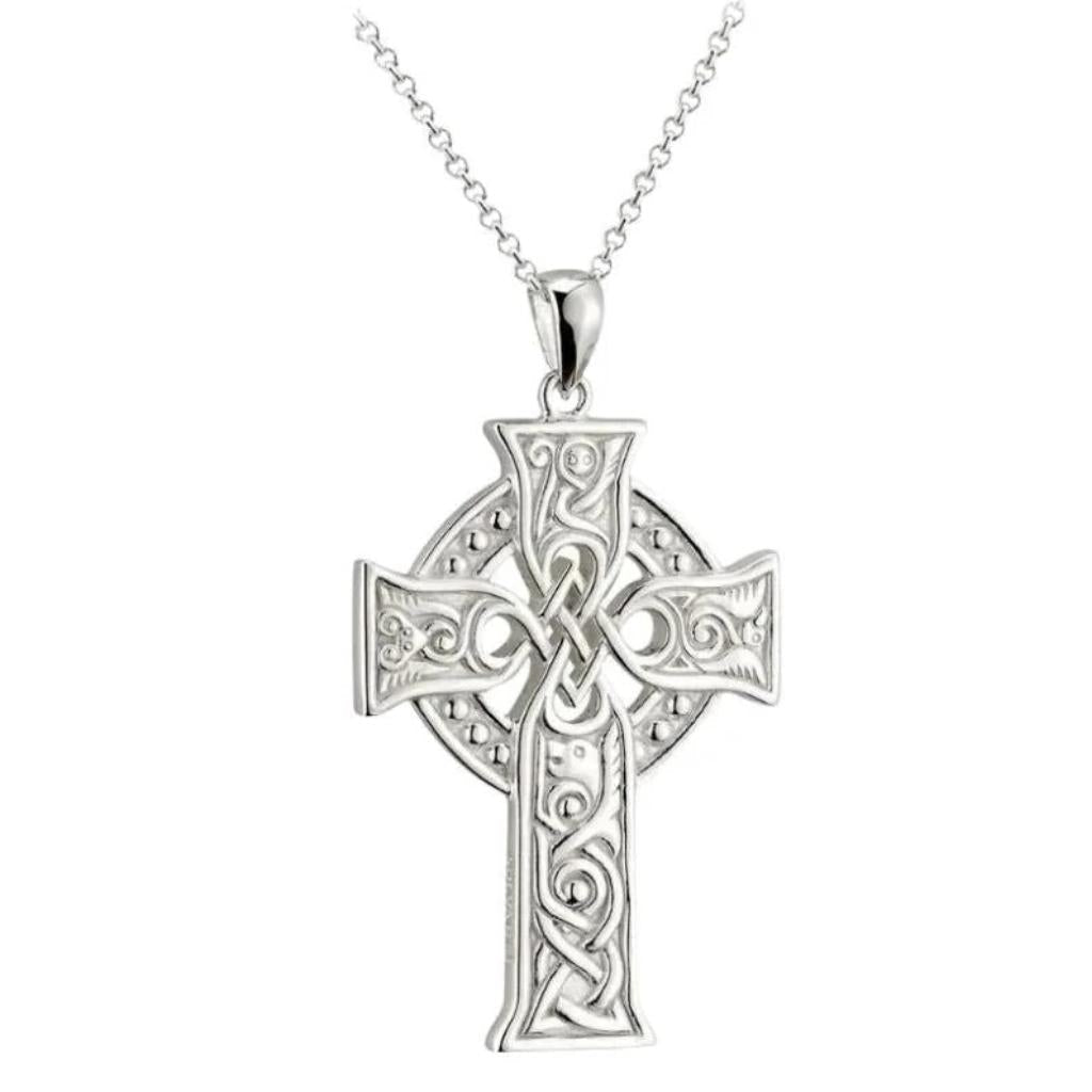 Sterling Silver Four Apostles Celtic Cross Necklace- Large
