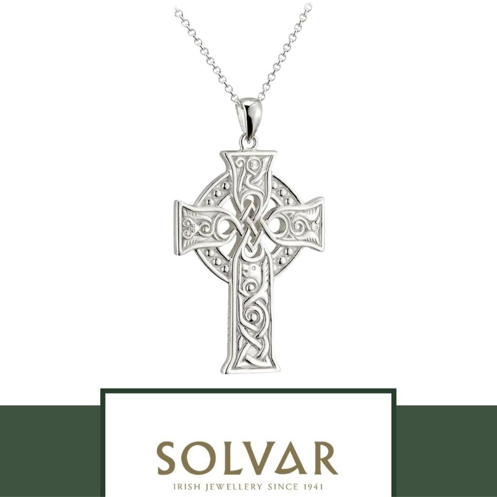 Sterling Silver Four Apostles Celtic Cross Necklace- Large
