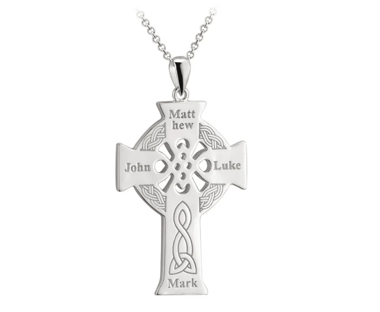 Sterling Silver Four Apostles Celtic Cross Necklace - Large - The Celtic Gift Store - Necklaces