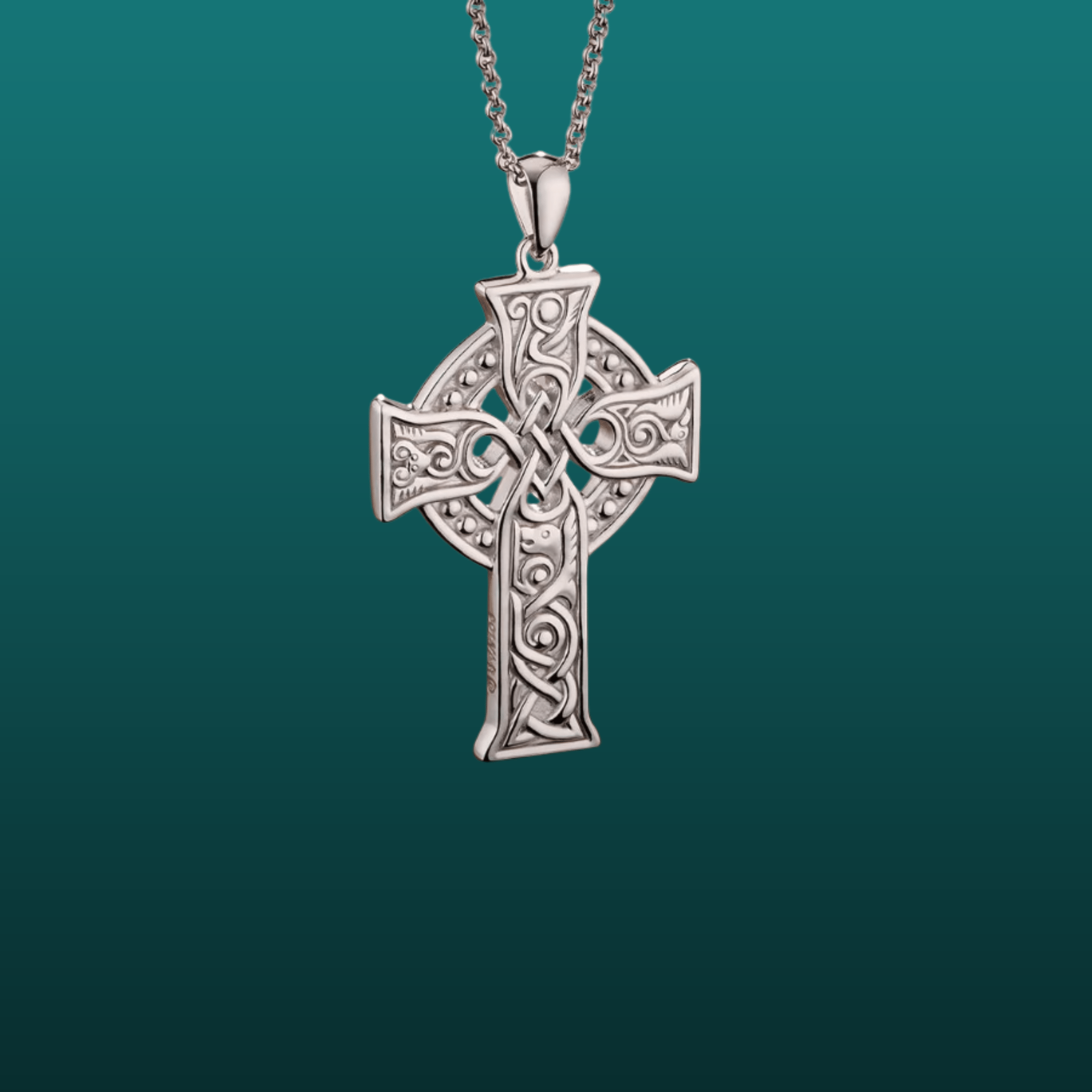 Sterling Silver Four Apostles Celtic Cross Necklace - Large - The Celtic Gift Store - Necklaces