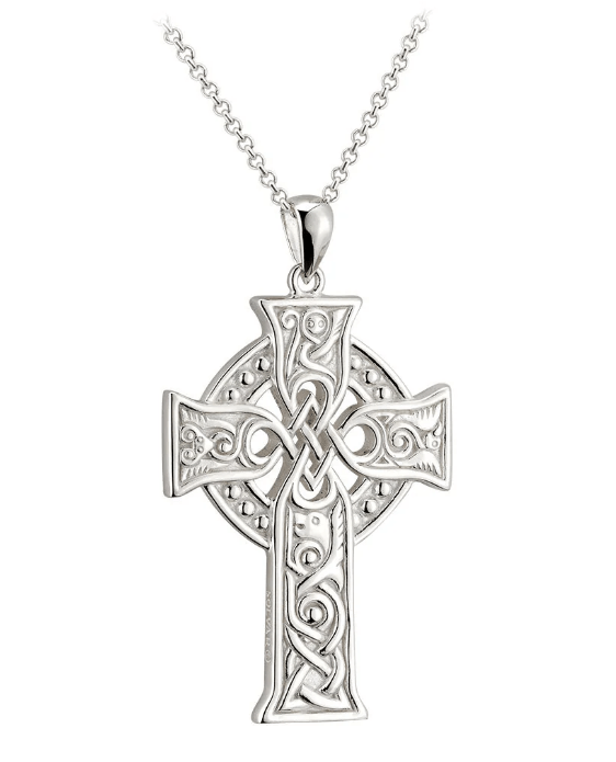 Sterling Silver Four Apostles Celtic Cross Necklace - Large - The Celtic Gift Store - Necklaces