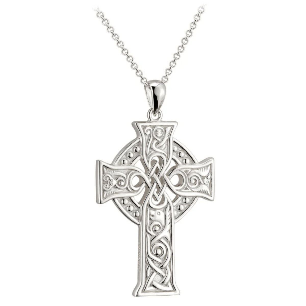 Sterling Silver Four Apostles Celtic Cross Necklace - Large - The Celtic Gift Store - Necklaces