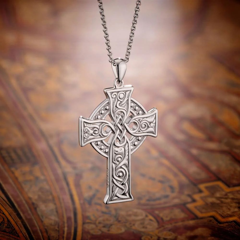 Sterling Silver Four Apostles Celtic Cross Necklace - Large