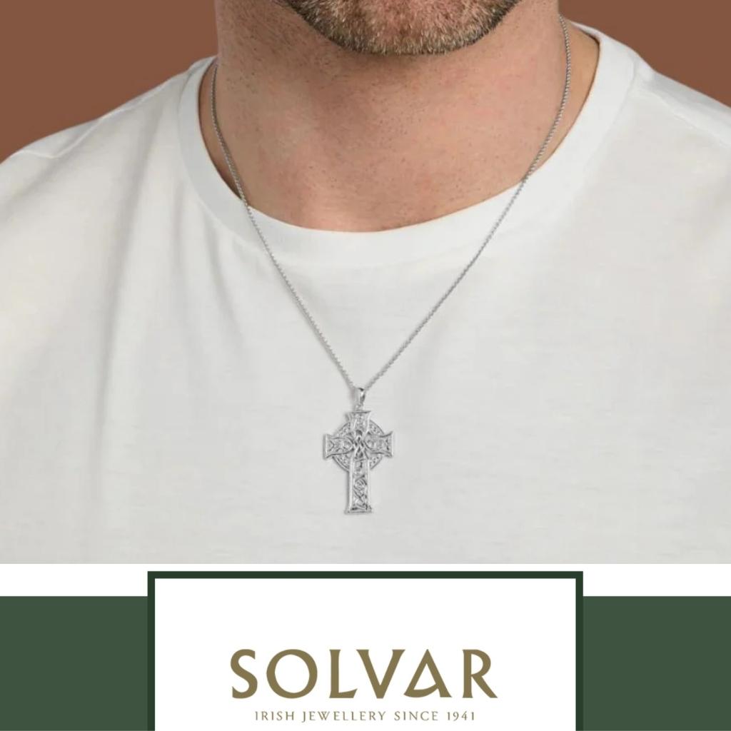Sterling Silver Four Apostles Celtic Cross Necklace- Large