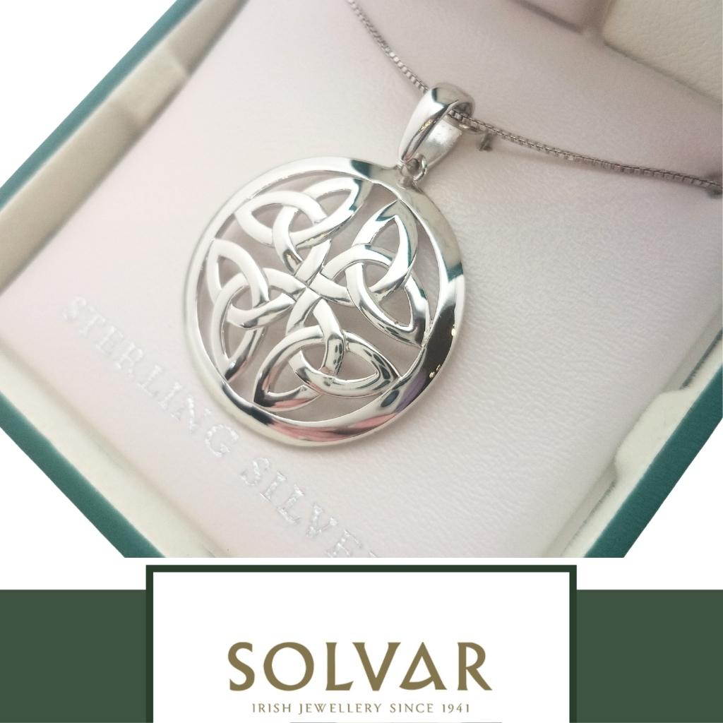 Sterling Silver Four Trinity Knot Disc Necklace
