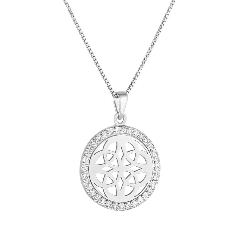 Sterling Silver Four Trinity Round Celtic Knot Necklace - The Celtic Gift Store - Necklaces