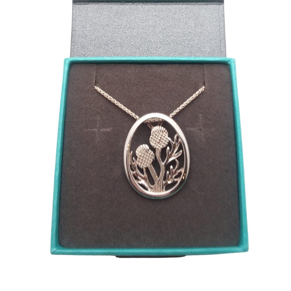 Sterling Silver Framed Scottish Thistle Pendant