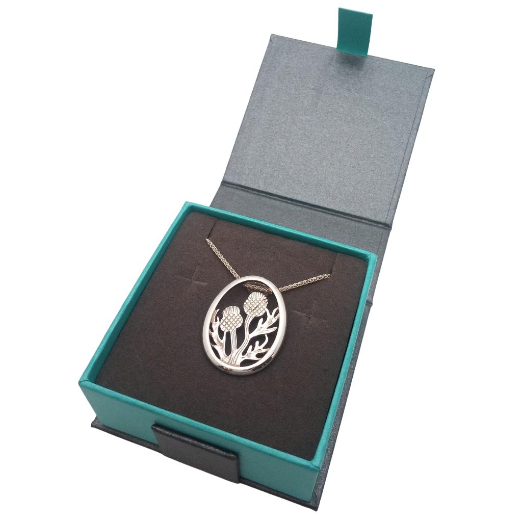 Sterling Silver Framed Scottish Thistle Pendant
