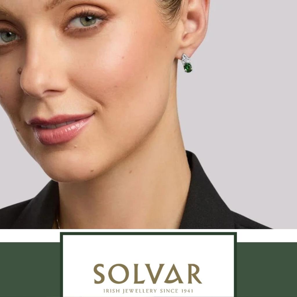 Sterling Silver Green and Clear CZ Trinity Knot Stud Earrings