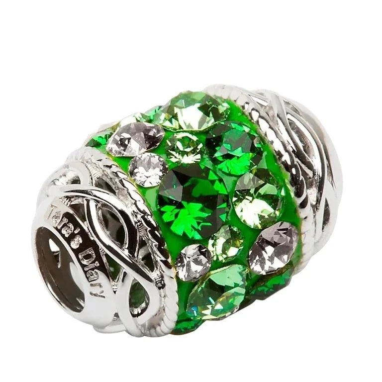 Sterling Silver Green Crystal Embellished Celtic Knot Bead - The Celtic Gift Store - Jewelry