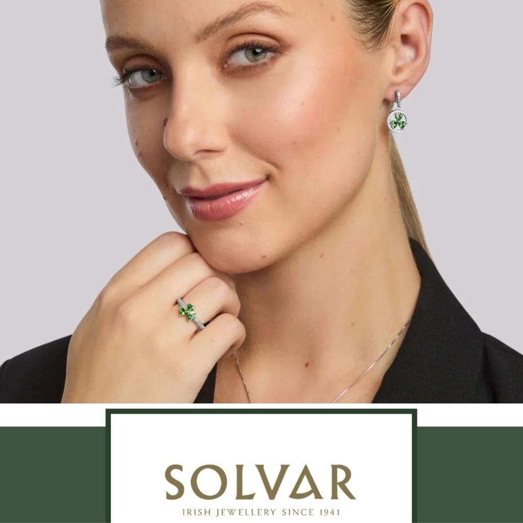Sterling Silver Green Cubic Zirconia Shamrock Drop Earrings