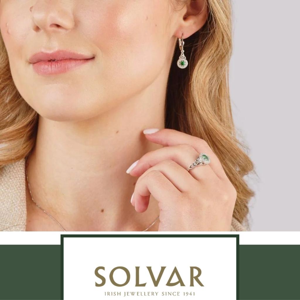 Sterling Silver Green Cubic Zirconia Trinity Knot Earrings