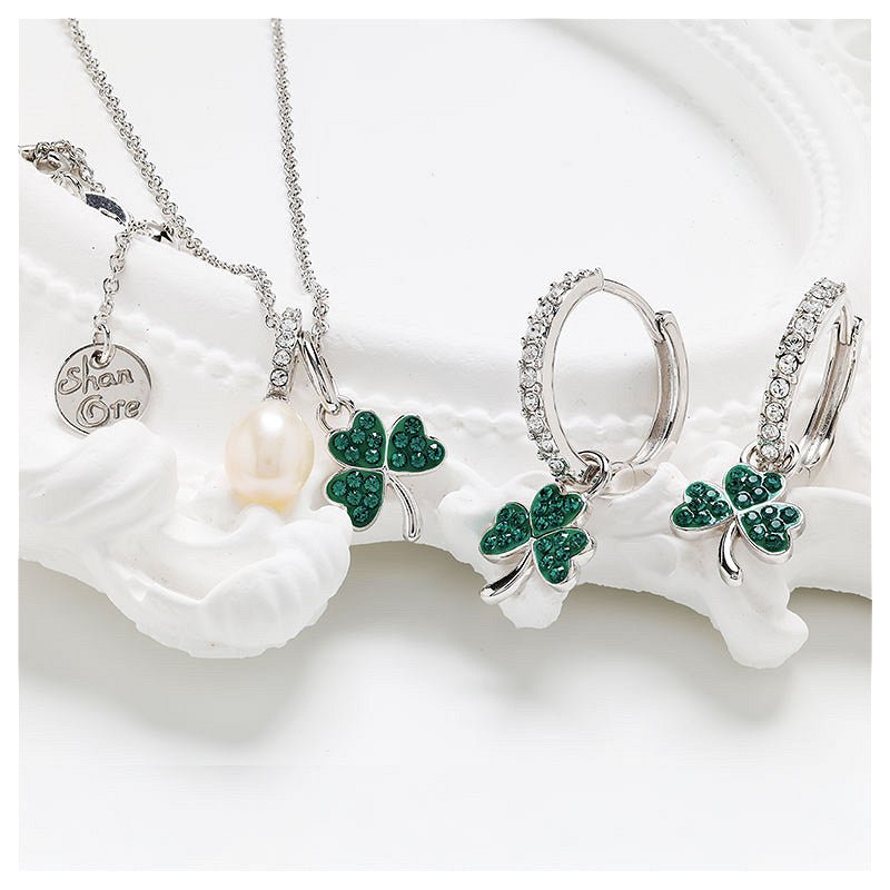 Sterling Silver Green CZ Shamrock Earrings