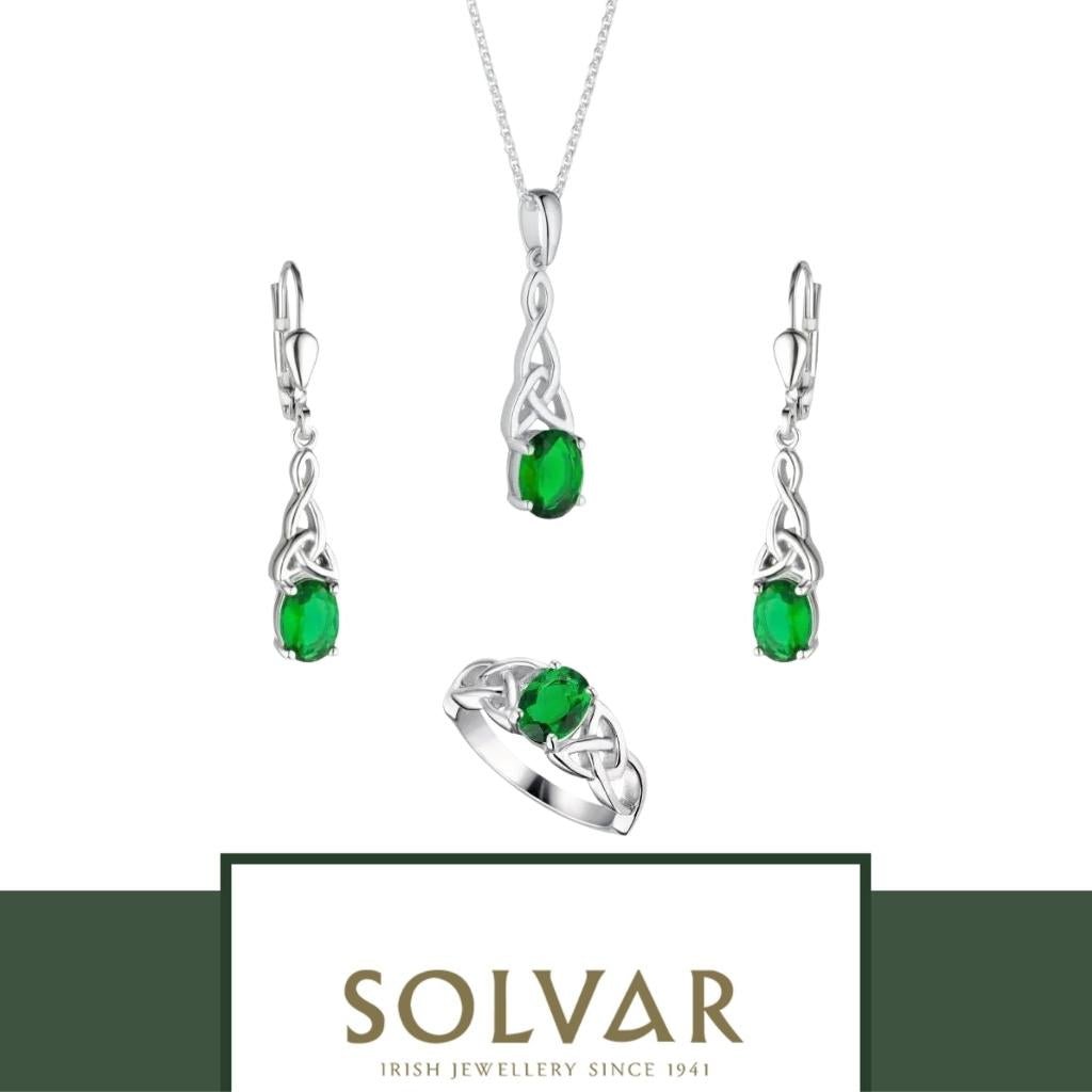 Sterling Silver Green CZ Trinity Knot Necklace