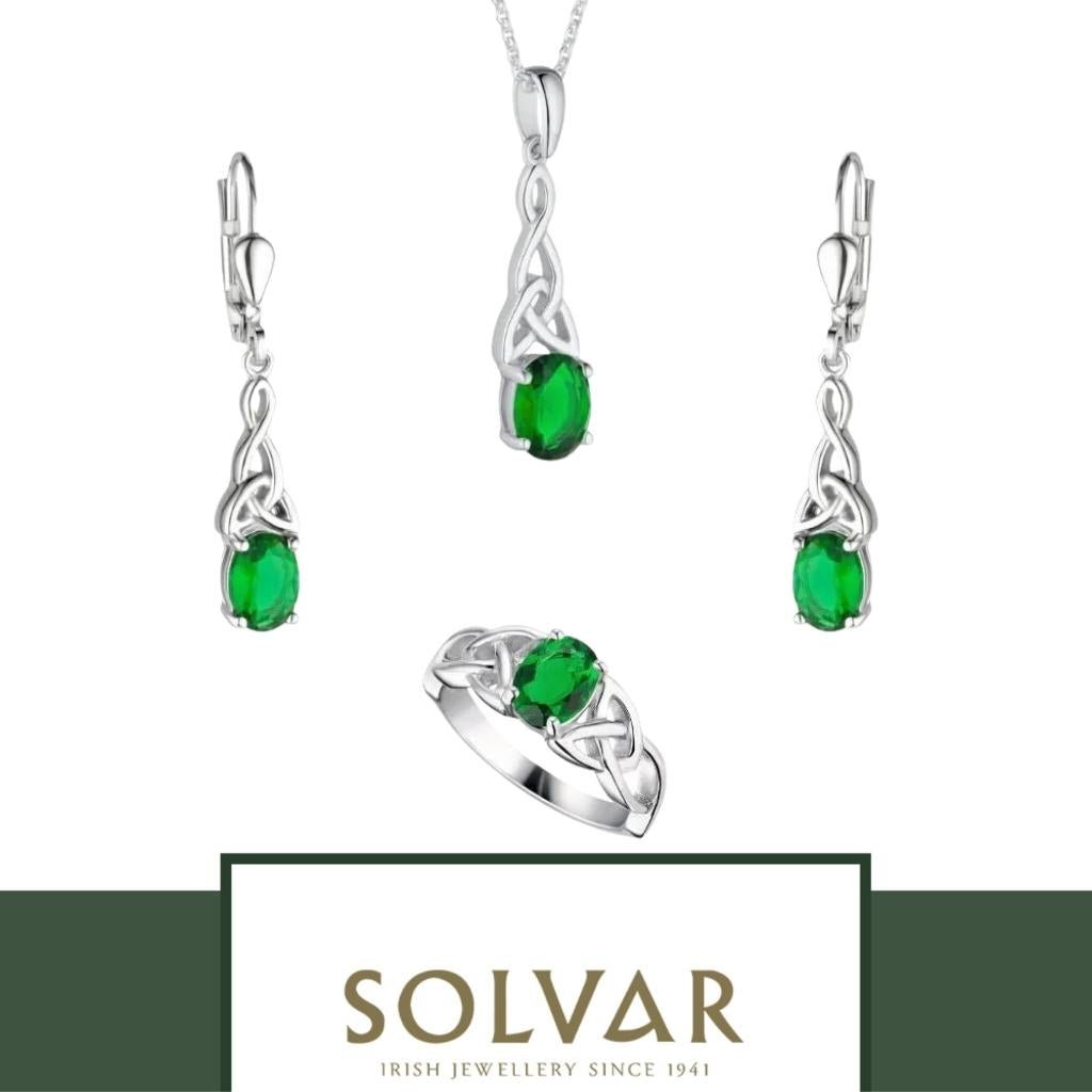 Sterling Silver Green CZ Trinity Knot Ring