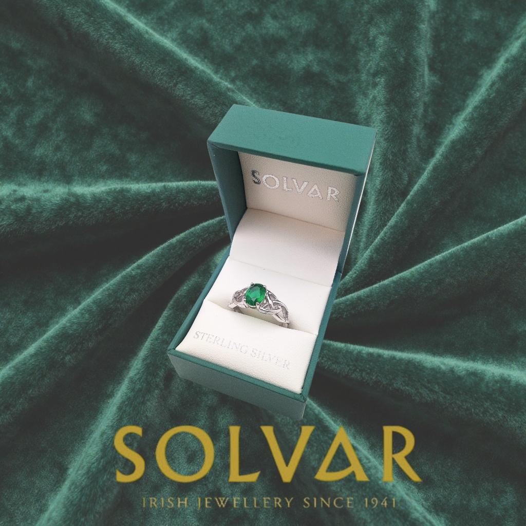 Sterling Silver Green CZ Trinity Knot Ring
