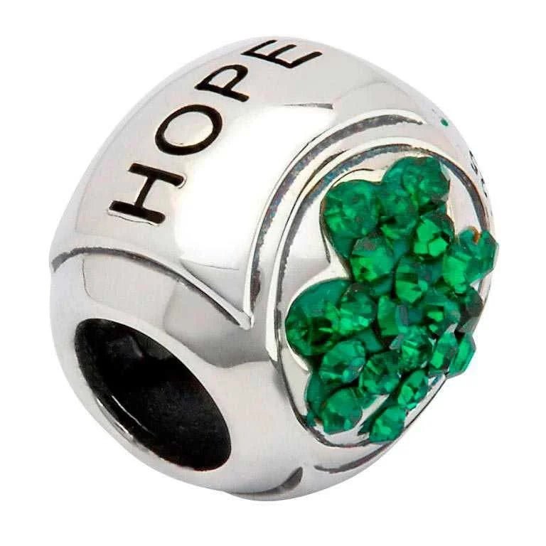 Sterling Silver Green Stone Set Shamrock Bead - The Celtic Gift Store - 