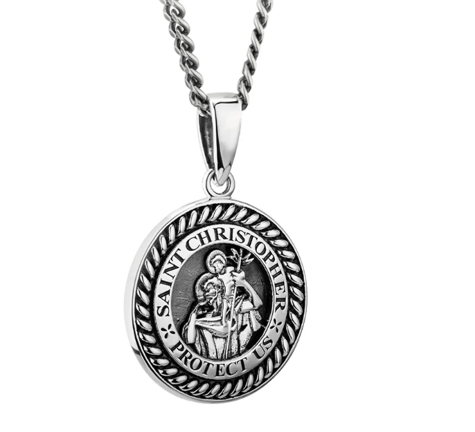 Sterling Silver Heavy St. Christopher Medal - The Celtic Gift Store - Necklaces