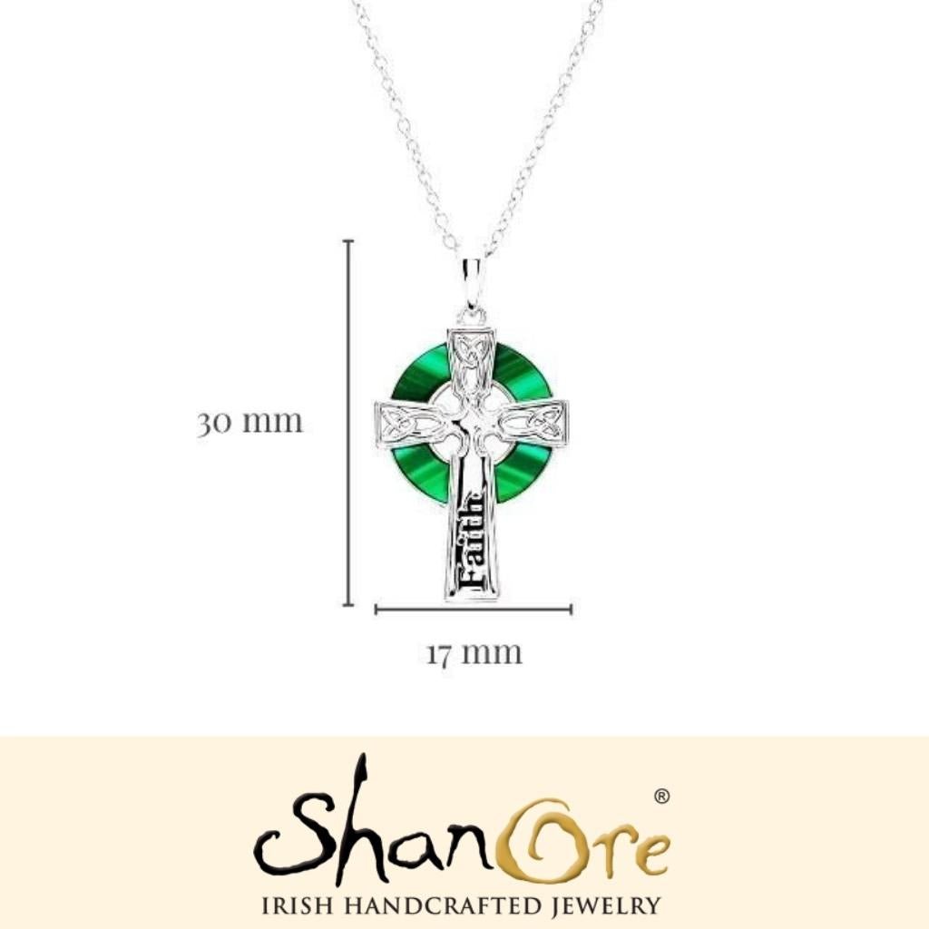 Sterling Silver Hope Malachite Cross Necklace