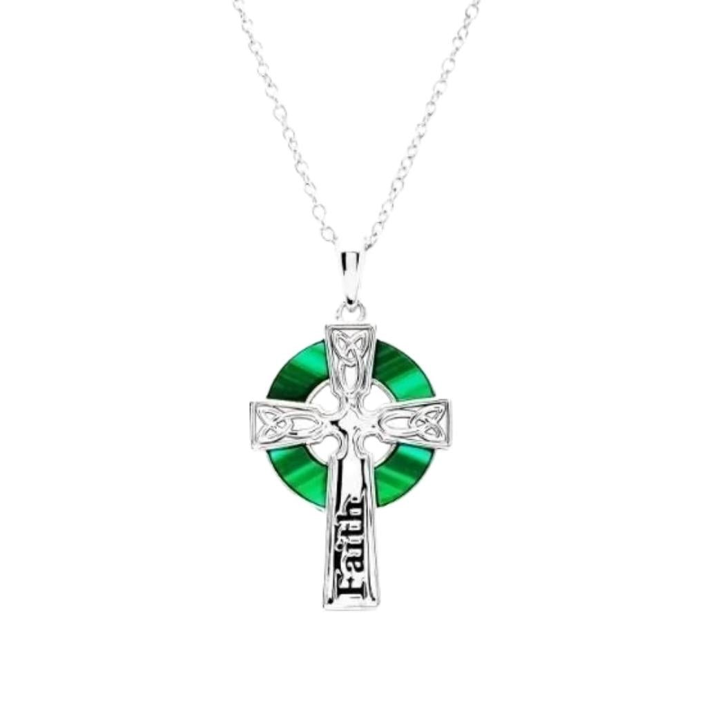 Sterling Silver Hope Malachite Cross Necklace