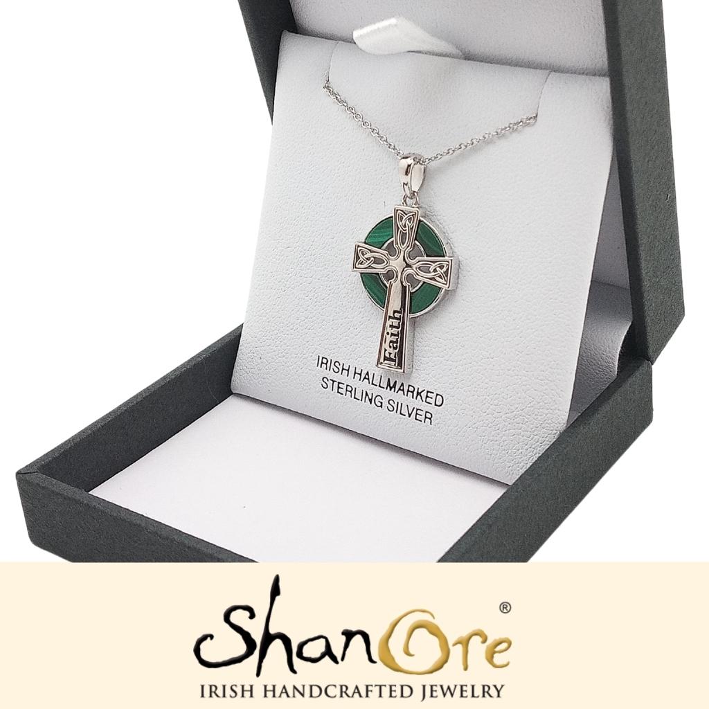 Sterling Silver Hope Malachite Cross Necklace