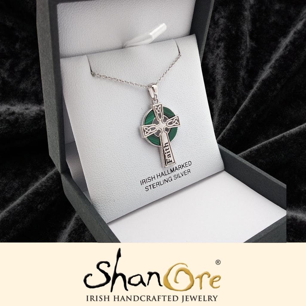 Sterling Silver Hope Malachite Cross Necklace