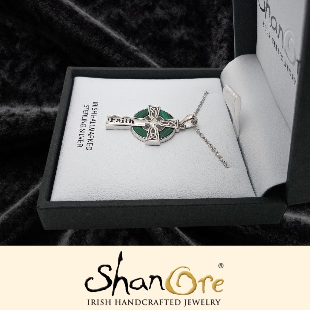 Sterling Silver Hope Malachite Cross Necklace