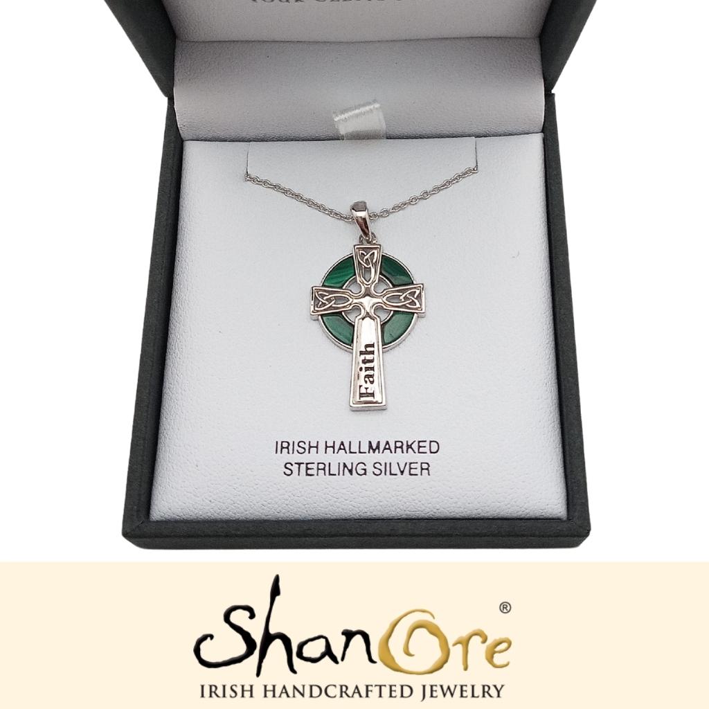 Sterling Silver Hope Malachite Cross Necklace