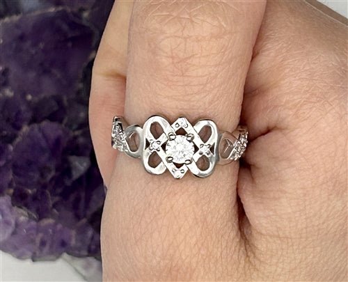 Sterling Silver Infinity Wedding Knot with White CZ - The Celtic Gift Store - 