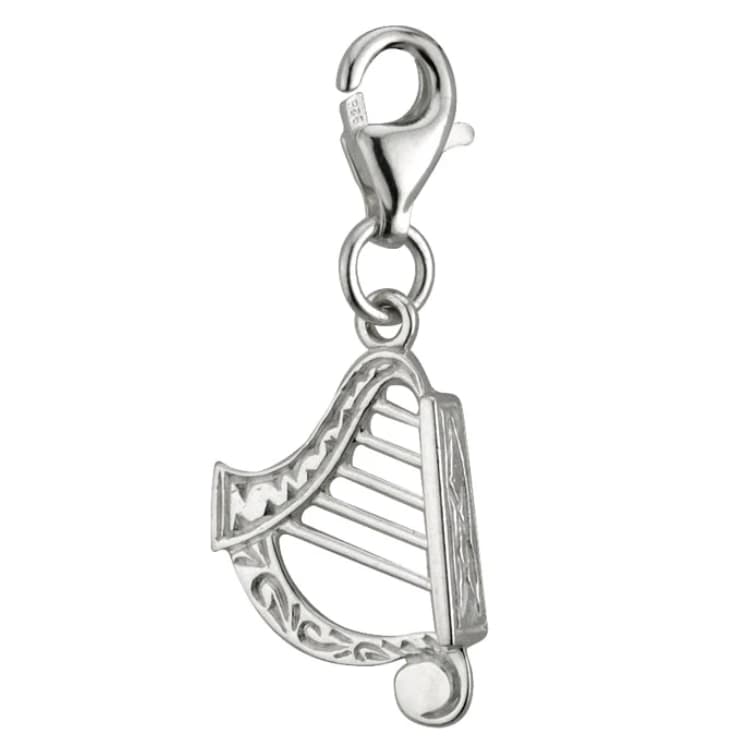 Sterling Silver Irish Harp Charm - The Celtic Gift Store - bracelets