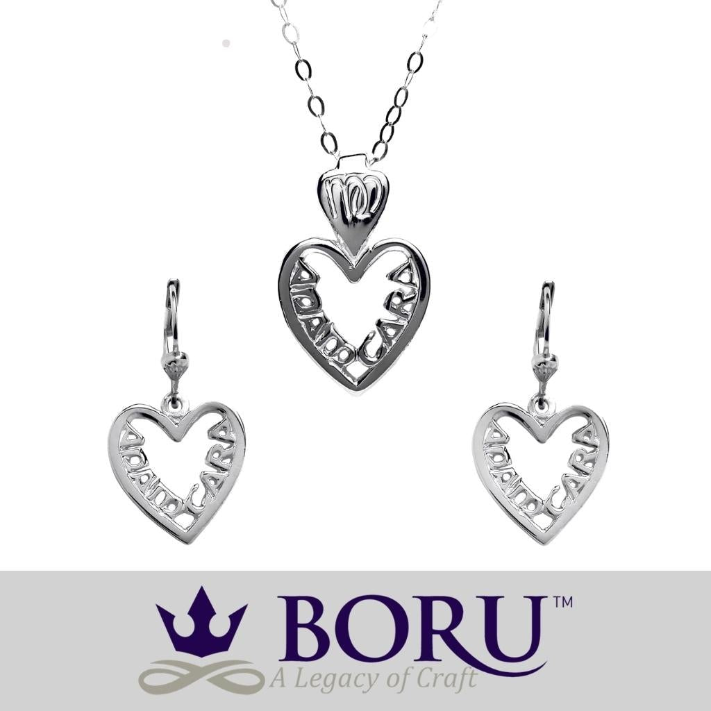 Sterling Silver Irish Mo Anam Cara Filigree Heart Earrings