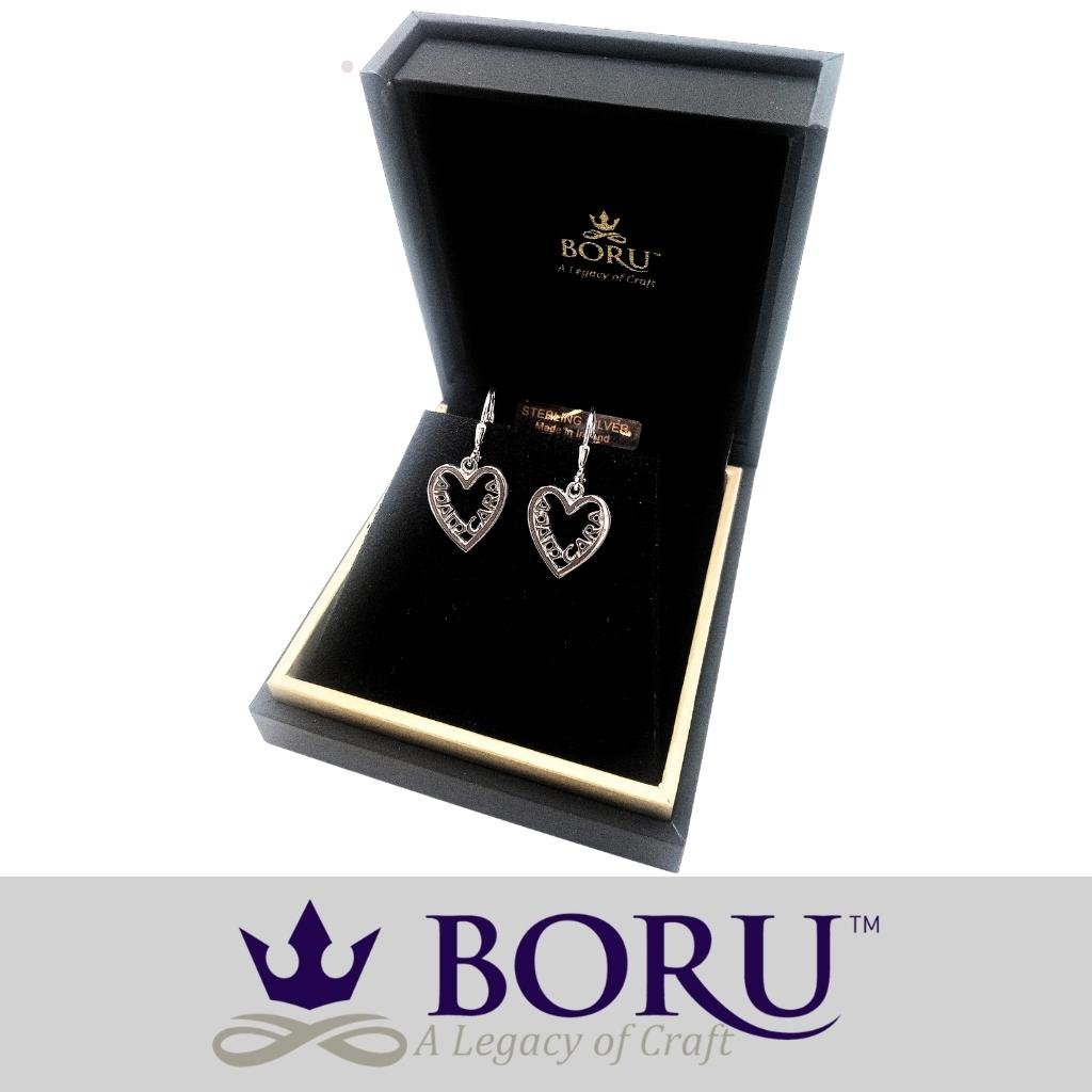 Sterling Silver Irish Mo Anam Cara Filigree Heart Earrings