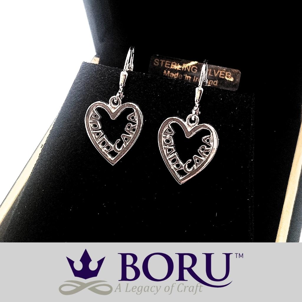 Sterling Silver Irish Mo Anam Cara Filigree Heart Earrings