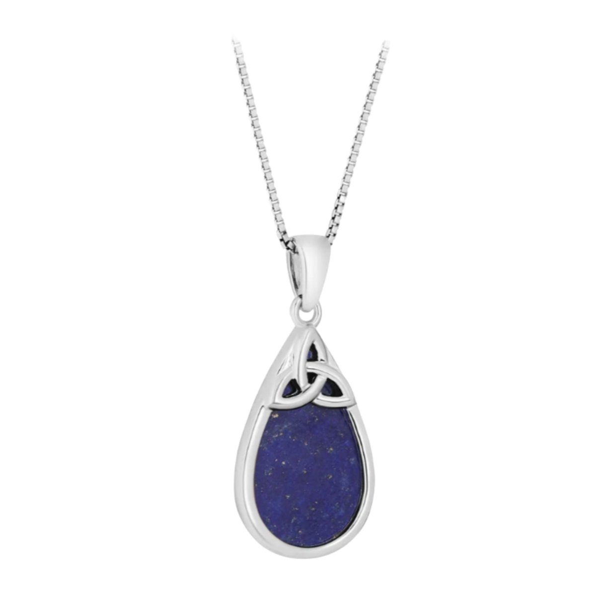 Sterling Silver Lapis Lazuli Trinity Knot Tear Shaped Necklace