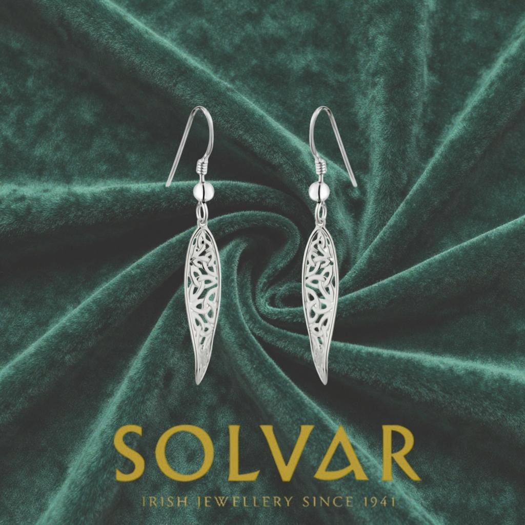 Sterling Silver Long Trinity Knot Twist Drop Earrings