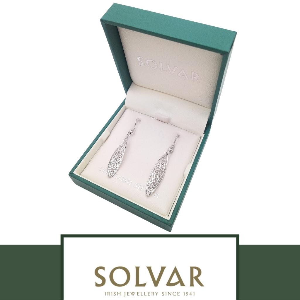 Sterling Silver Long Trinity Knot Twist Drop Earrings