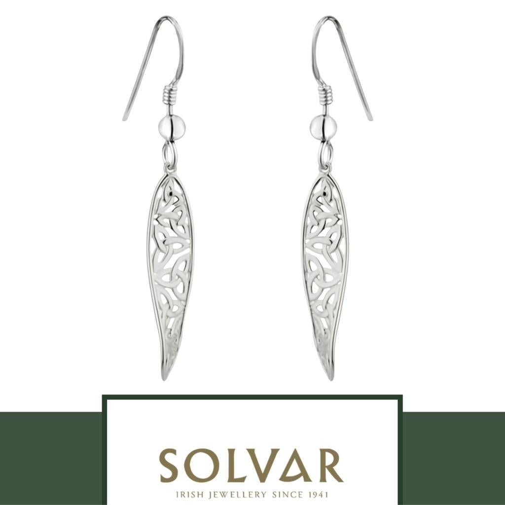 Sterling Silver Long Trinity Knot Twist Drop Earrings