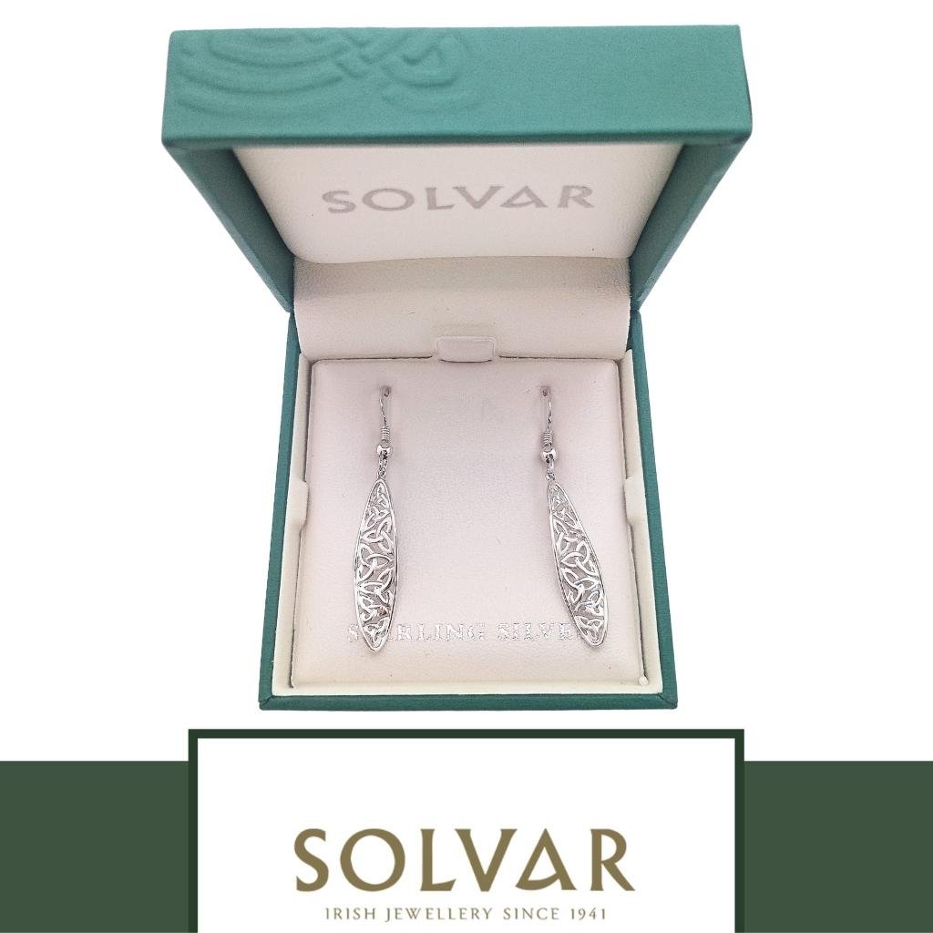 Sterling Silver Long Trinity Knot Twist Drop Earrings