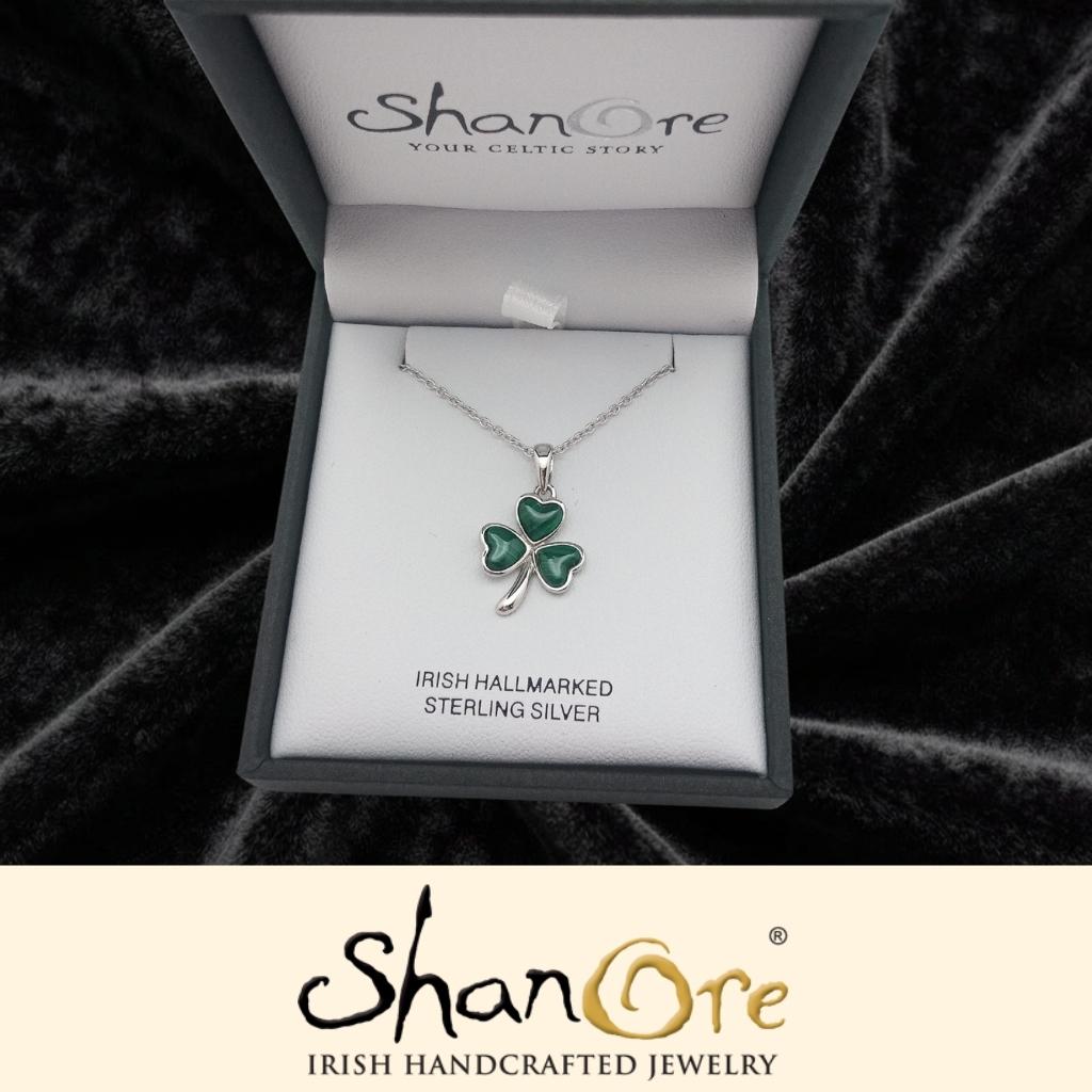 Sterling Silver Malachite Shamrock Necklace