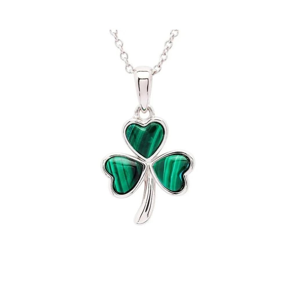 Sterling Silver Malachite Shamrock Necklace