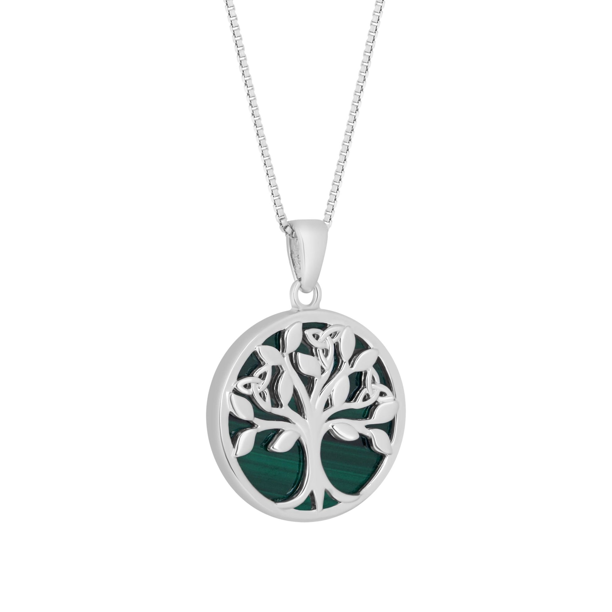 Sterling Silver Malachite Tree of Life Necklace - The Celtic Gift Store - Necklaces