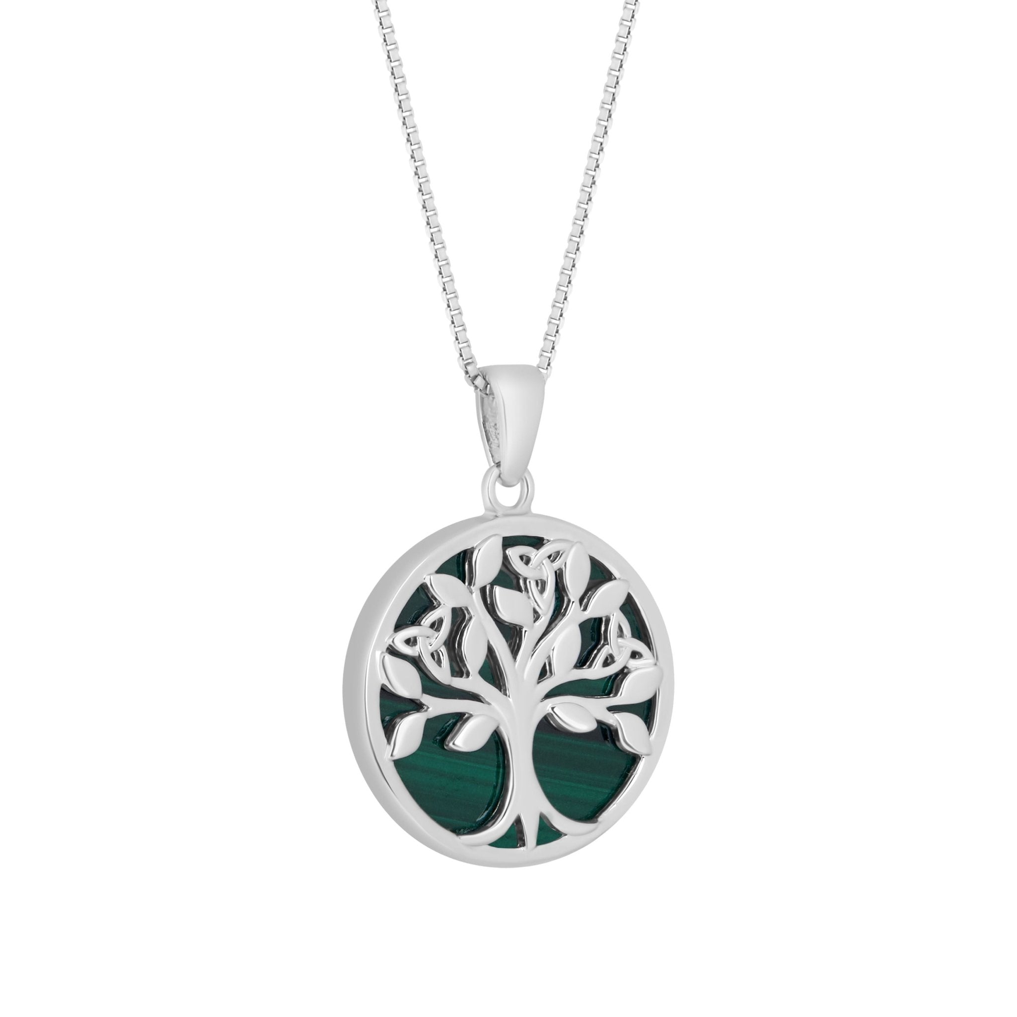 Sterling Silver Malachite Tree of Life Necklace - The Celtic Gift Store - Necklaces