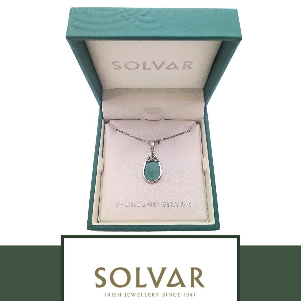 Sterling Silver Malachite Trinity Knot Tear Shaped Necklace