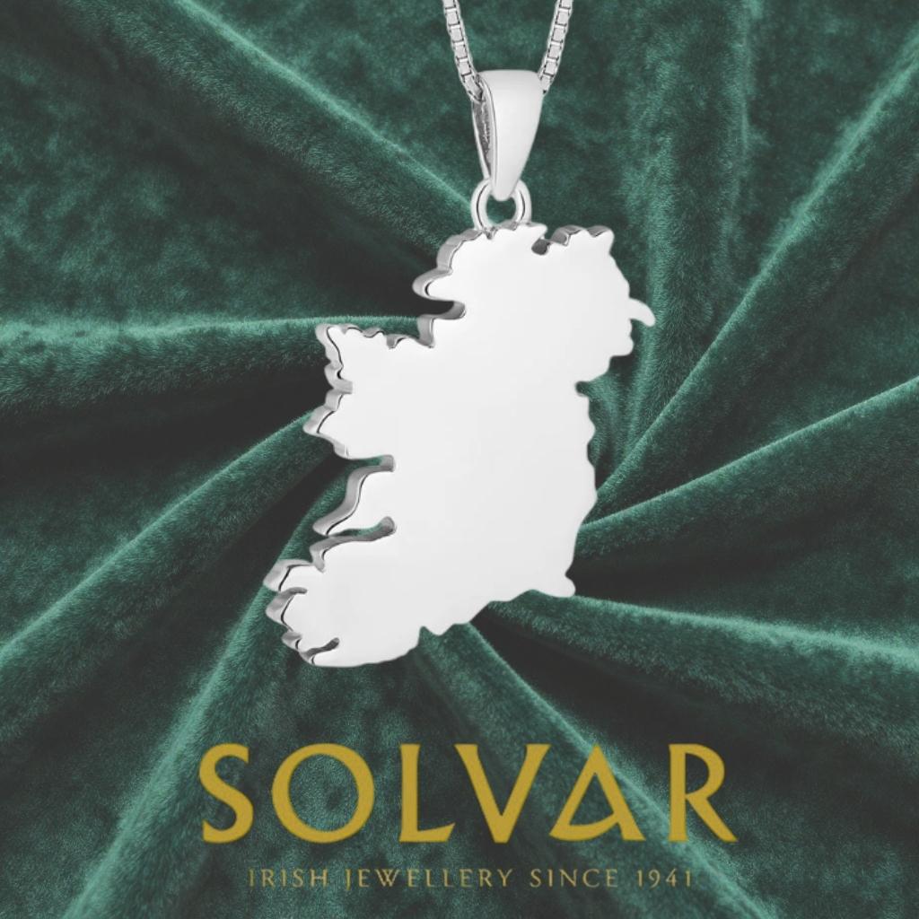 Sterling Silver Map of Ireland Necklace - Small by Solvar Jewelry - Necklaces