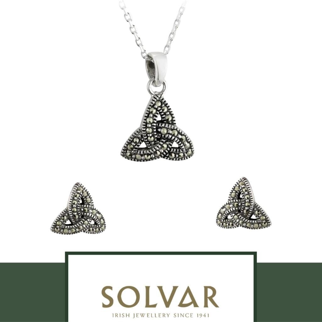 Sterling Silver Marcasite Trinity Knot Necklace