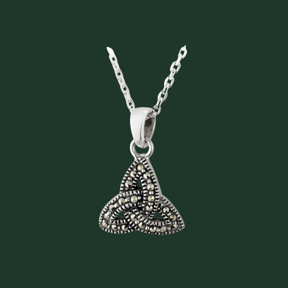 Sterling Silver Marcasite Trinity Knot Necklace