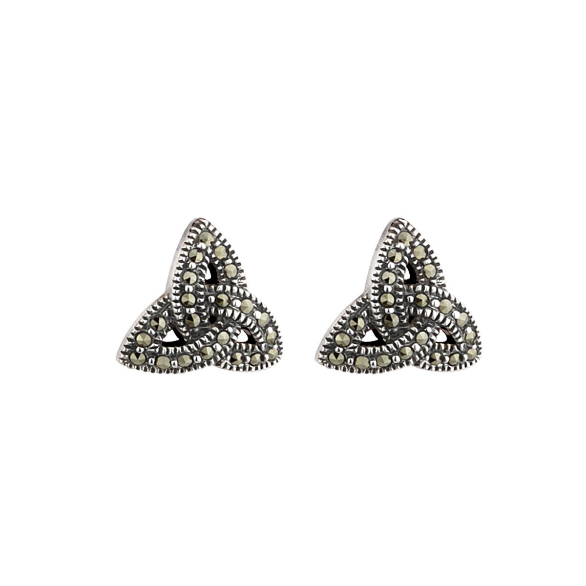 Sterling Silver Marcasite Trinity Knot Stud Earrings - The Celtic Gift Store - Earrings