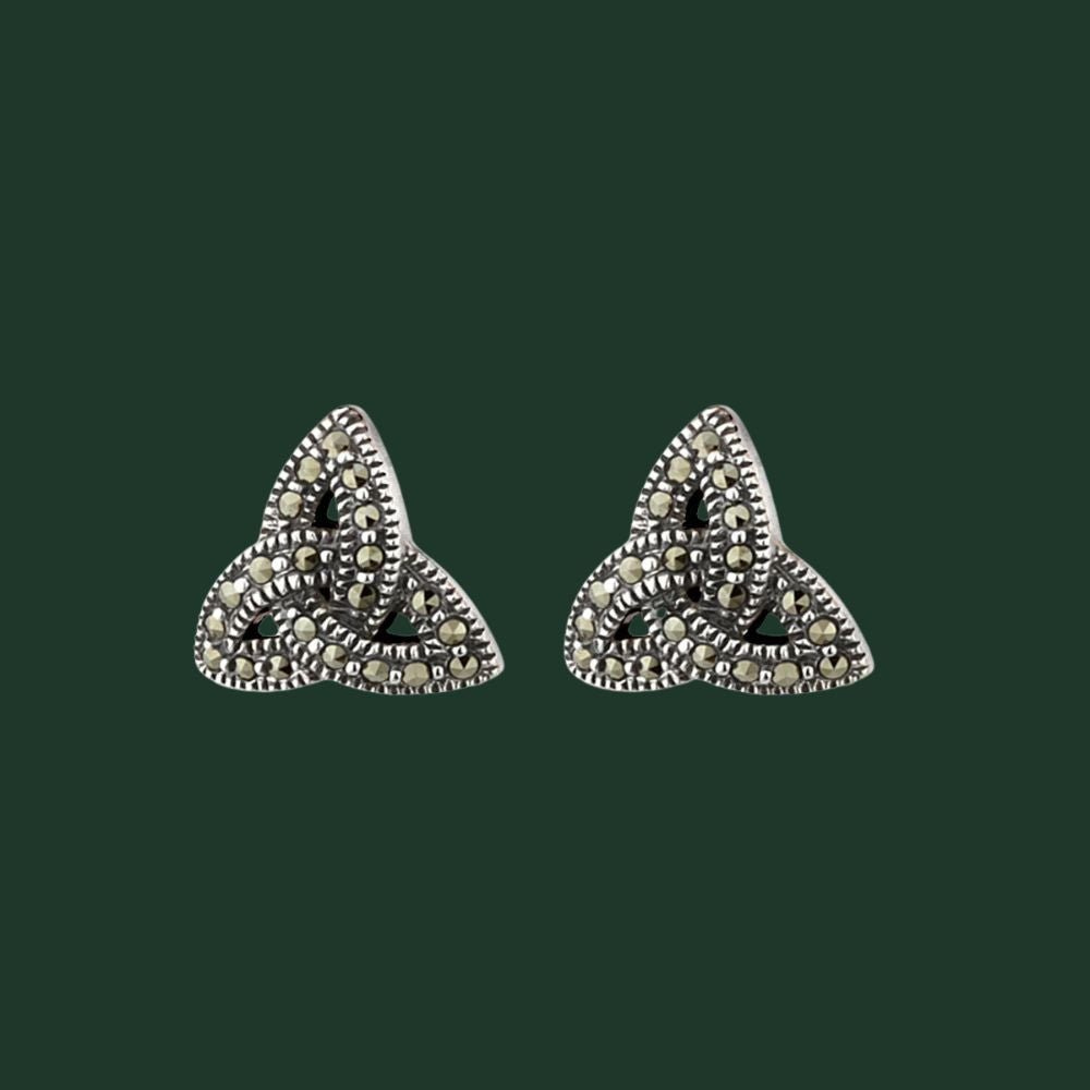 Sterling Silver Marcasite Trinity Knot Stud Earrings