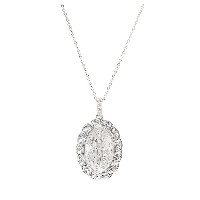 Sterling Silver Miraculous Medal with Celtic Knot Border - The Celtic Gift Store - Necklaces