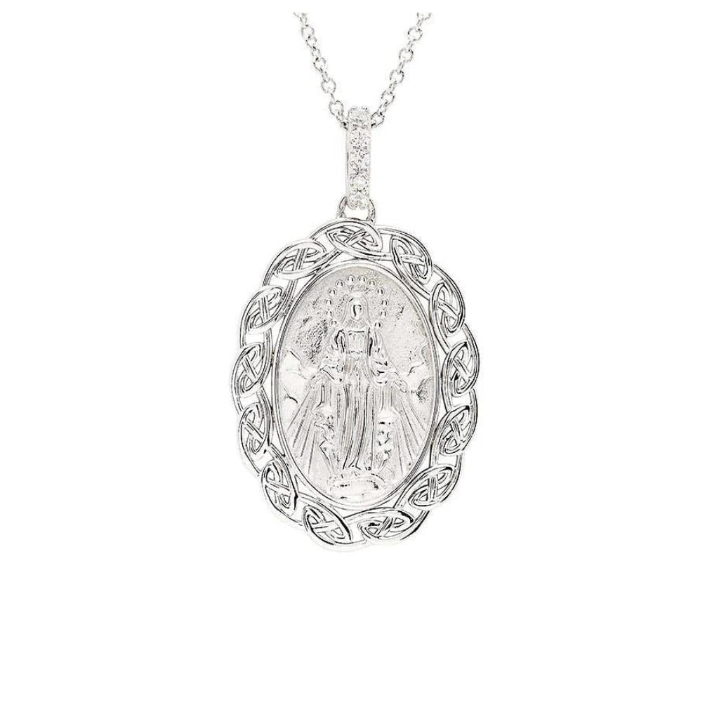 Sterling Silver Miraculous Medal with Celtic Knot Border